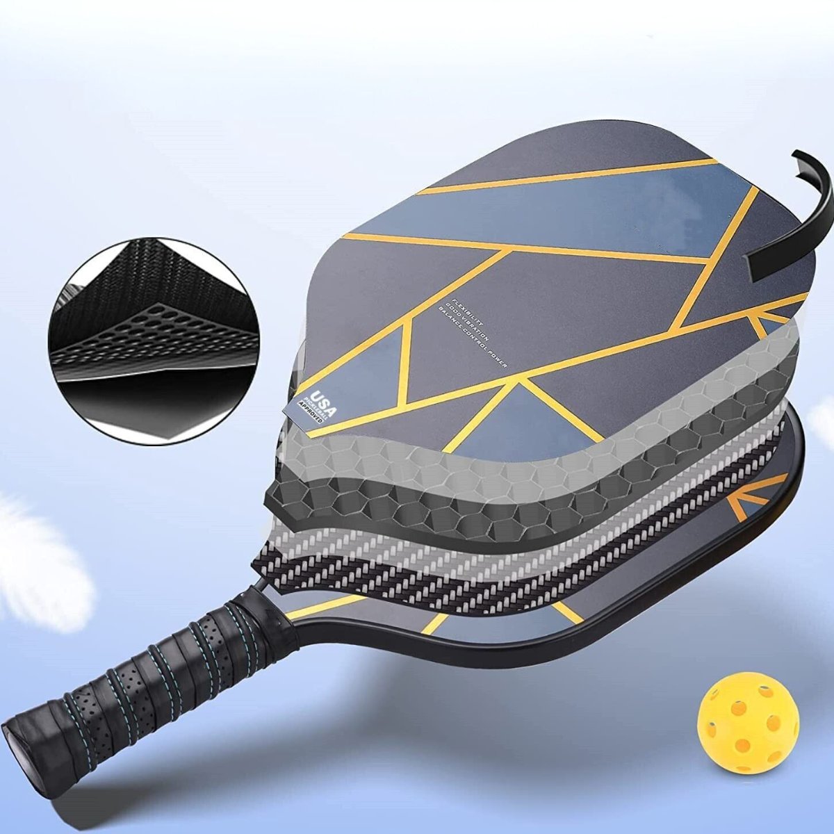 Lightning Pickleball Paddle w PolymerHoneycombCore