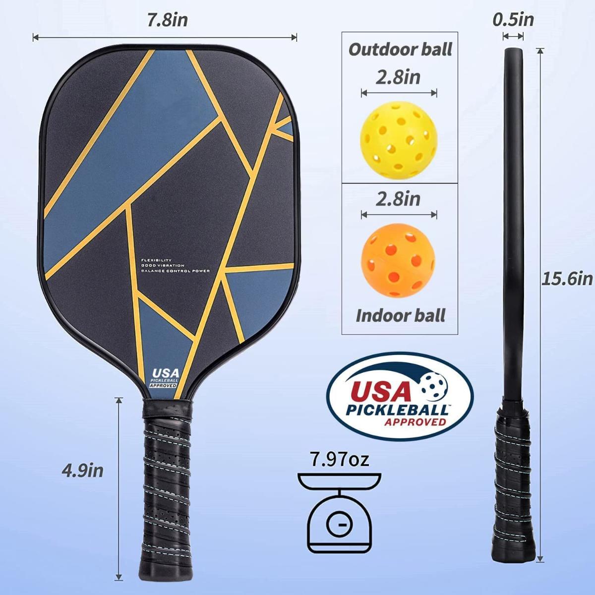 Lightning Pickleball SET 2x Paddles 4x balls